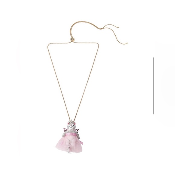 NWT 💖💎 Betsey Johnson Cat Fairy Pendant Slider Necklace Pink & Gold - Picture 4 of 12